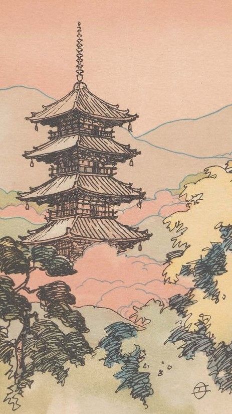 Japan Illustration, Japanese Art Prints, Japanese Artwork, Architecture Drawing Art, Japon Illustration, Japanese Painting, Japan Art, 판타지 아트, Japanese Prints