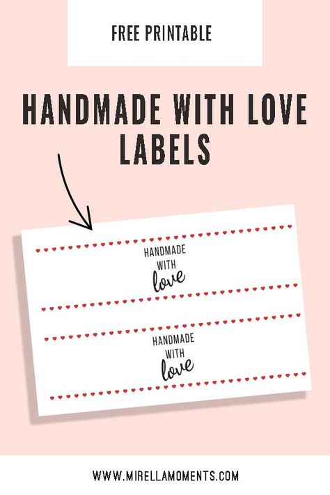 Free printable “Handmade with love” labels for your knit, crochet and other DIY items! Download the free PDF file, print yourself at home, cut and wrap around your handmade items! #freeprintablelables #diylabels #labelsprintablefree #freeprintableknittinglabels #freeprintablecrochetlabels #handmadelabels Printable Lables, Labels Printables Free Templates, Knitting Labels, Crochet Labels, Free Label Templates, Lip Balm Labels, Love Label, Pillow Crafts, Diy Labels