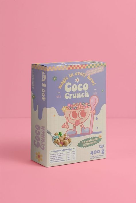 Coco Crunch, Cereal Packaging, Mises En Page Design Graphique, Graphisches Design, Branding Design Packaging, Graphic Design Packaging, Box Packaging Design, Creative Packaging Design, Creative Packaging