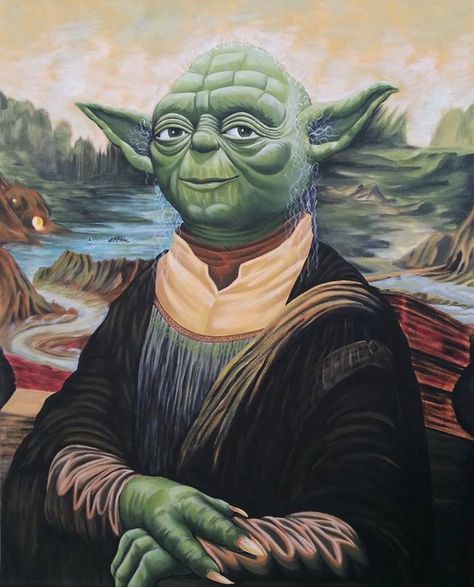 Yodalisa Mona Lisa Parody, Famous Artwork, Art Parody, Star Wars Fan Art, Star Wars Pictures, Star Wars Humor, Star Wars Memes, Art Pop, Pics Art