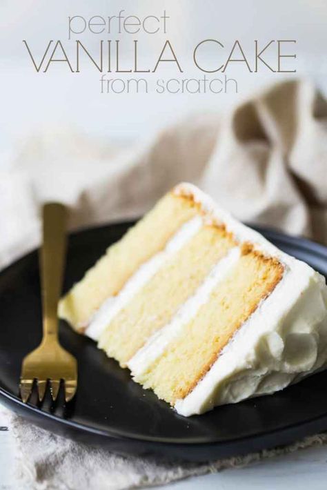 I will never bake another vanilla cake recipe again- this one is the best ever! So moist and buttery, and so easy to make, in just one bowl! #vanillacake #vanilla #cake #recipe #moist #easy #batter #fromscratch #fluffy #homemade #best #birthday #simple #ideas #decoration #classic #buttermilk #perfect #basic #video #sourcream #light #ultimate #homemade #onebowl #quick #layer #bakery #sponge #soft Perfect Vanilla Cake Recipe, Vanilla Cake From Scratch, Perfect Vanilla Cake, Homemade White Cakes, Best Vanilla Cake Recipe, Easy Vanilla Cake, Easy Vanilla Cake Recipe, Moist Vanilla Cake, White Cake Recipe