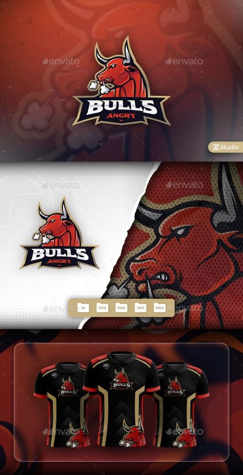 Bull Head Mascot Logo Bull Head, Team A, Mascot Logo, Corporate Office, Office Wall, Sports Team, Gaming, ? Logo, Sports