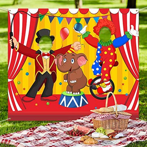 Circus Party Games, Carnival Booths, Circus Party Decorations, Diy Carnival, Circus Decorations, Clown Party, Carnival Circus, Circus Theme Party, Carnival Themed Party