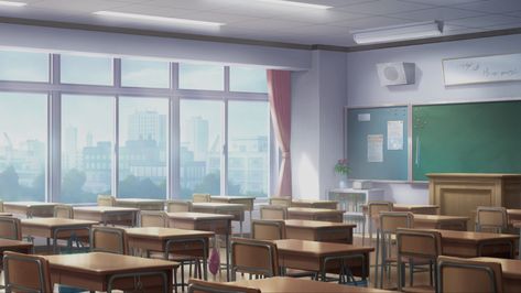 Academy Classroom, Places Background, Japanese Highschool, Fantasy Backgrounds, Anime Landscape, School Anime, Anime Summer, Anime Places, Anime Classroom