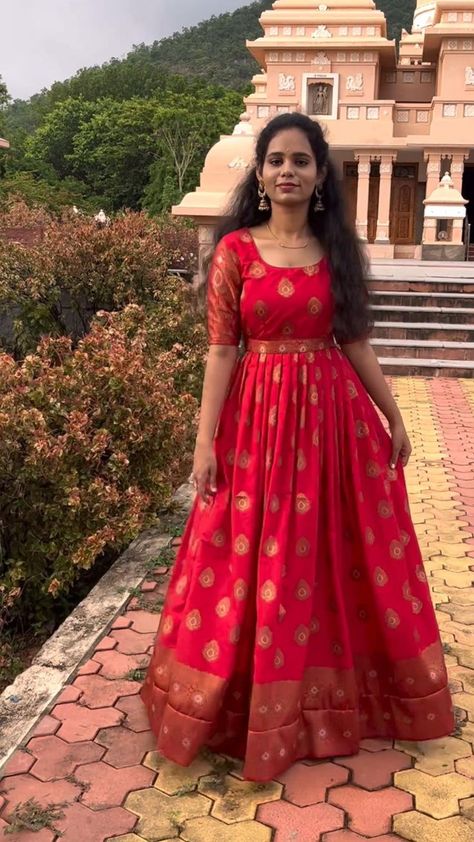 Pattu Long Frocks For Women, Saree Dress Design Ideas, Long Frock Models, Fashion Outfits For Summer, Long Frocks For Women, Frock Designs For Women, Gorgeous Lehenga, Dress Designs For Stitching, Fashion Outfits Aesthetic