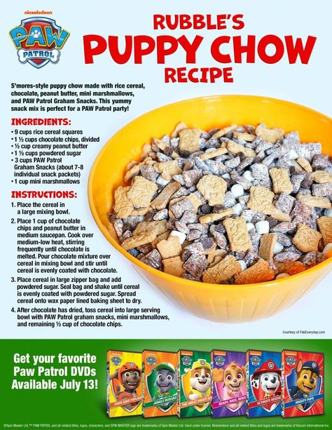 Puppy Chow Chex Mix Recipe Paw Patrol, Paw Patrol Party 2nd Birthday, Food Ideas For Paw Patrol Birthday Party, Paw Patrol Punch Recipe, 4 Year Birthday Party Ideas Paw Patrol, Paw Patrol Inspired Food, Party Favors For Kids Birthday Paw Patrol, Cricut Paw Patrol Birthday, Paw Patrol Appetizers