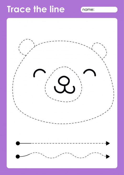 Bear - tracing lines preschool worksheet... | Premium Vector #Freepik #vector #lines Bear Activities Preschool, Lines Preschool, Arts And Crafts For Kids Toddlers, Bears Preschool, Tracing Lines, Preschool Tracing, Animal Worksheets, Pre Writing Activities, Worksheet For Kids