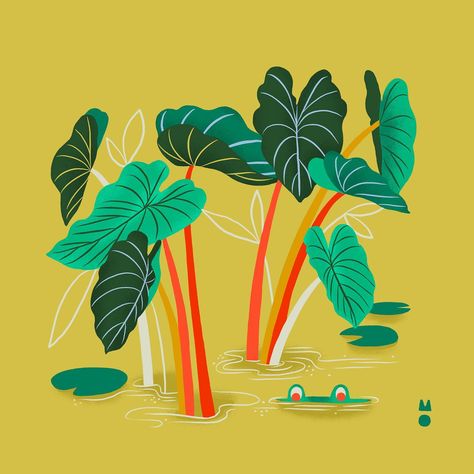 Marisol Ortega on Instagram: “Under The Leaf 🌿🐸(I think this might be my favorite one) 2/4 illustrations I did for @google for #hispanicheritagemonth…” Marisol Ortega, Pond Frog, Fauna Illustration, Real Simple Magazine, Leaf Illustration, Bold Color Palette, Hispanic Heritage Month, Frog And Toad, American Greetings