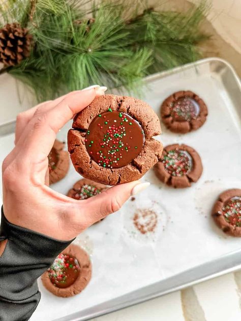 Dairy Free Chocolate Ganache, Gluten Free Christmas Cookies Recipes, Almond Flour Recipes Cookies, Healthy Christmas Cookies, Vegan Gluten Free Cookies, Chocolate Thumbprint Cookies, Gluten Free Christmas Cookies, Almond Meal Cookies, Gluten Free Sugar Cookies