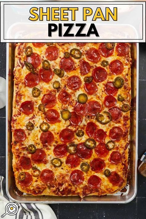 Sheet Pan Pizza, Veggie Mains, Foccacia Bread, Pizza Ideas, Pizza At Home, I'm Fat, Budget Bytes, Pizza Sauce Homemade, Dinner On A Budget