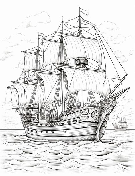 Pirates Of The Caribbean Ship Drawing, Black Pearl Ship Drawing, Jack Sparrow Ship, Pirate Ship Drawing, Black Pearl Ship, Boat Drawing, Pirate Ships, Ship Drawing, Ship Paintings