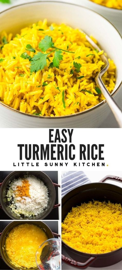 Tumeric Rice Recipe, Turmeric Rice Recipe, Chicken Instapot, Yellow Rice Recipes, Turmeric Rice, Healthy Chicken Recipes Easy, Turmeric Recipes, Rice Side Dishes, Yellow Rice