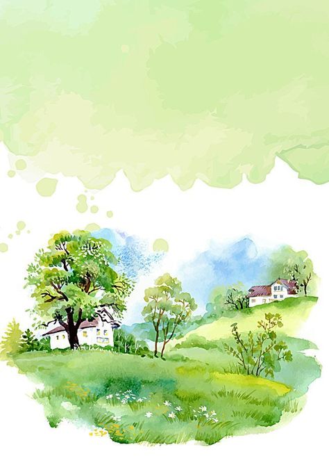 Vector fresh green background watercolor landscapes How To Watercolor Background, Simple Nature Watercolor, Watercolor Background Landscape, Watercolor Illustration Landscape, Watercolor Background Ideas, Watercolor Animation, Watercolor Art Background, Background Watercolor Painting, Green Watercolor Background