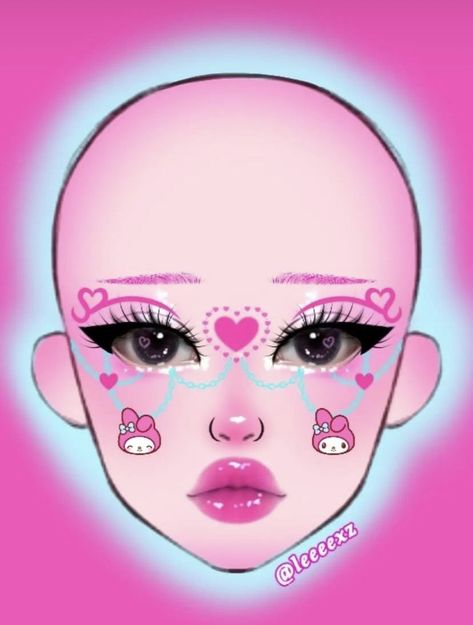 My Melody Makeup, Make Up Yeux, Makeup Charts, Vampire Bride, Anime Eye Makeup, Makeup Drawing, Anime Makeup, Cute Eye Makeup, Makeup Face Charts