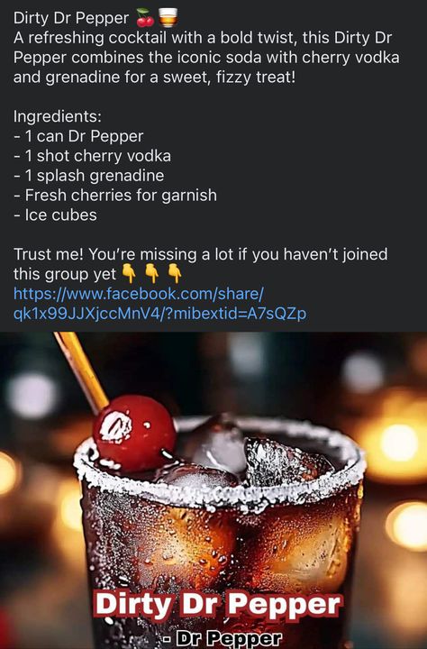 Dirty Doctor Pepper Cocktail, Dr Pepper Drinks Ideas, Fireball Drinks, Cherry Vodka, Ayurvedic Healing, Liquor Drinks, Fresh Cherries, Alcohol Drink Recipes, Drink Ideas