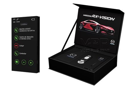 RAP device (Ring-a-Print) was a custom creation for Mazda Mexico. The Multisensory Presentation Box contained the Mazda Car keys and a Customer Services telephony device Car Present, Packing Box Design, Car Delivery, Corporate Giveaways, Mazda Cars, Brand Visibility, Key Box, Gift Box Design, Self Promo