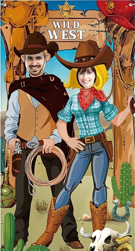 Cowboy Photo Booth, Wild West Party Decorations, Country Western Parties, Cowboy Party Decorations, Western Party Decorations, Background Funny, Western Games, Cowboy Theme Party, Wild West Theme