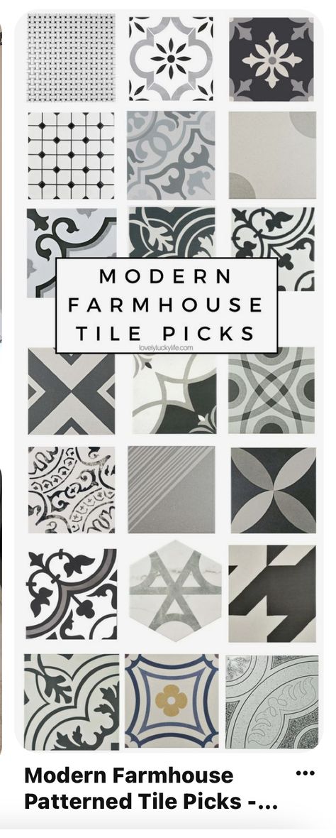 Modern Farmhouse Tile, Organization Ideas Kitchen, Laundry Room Farmhouse, Laundry Room Tile, Modern Farmhouse Ideas, Tile Options, Kitchen Organization Ideas, Chip And Jo, Patterned Tile