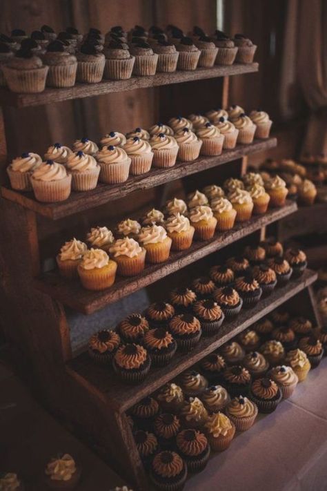 Cupcake Recipes Uk, Dessert Station Wedding, Brown Wedding Cakes, Donut Wall Wedding, Brown Wedding Themes, Barn Wedding Cakes, Fundraiser Food, Cookie Stand, Wedding Cake Alternatives