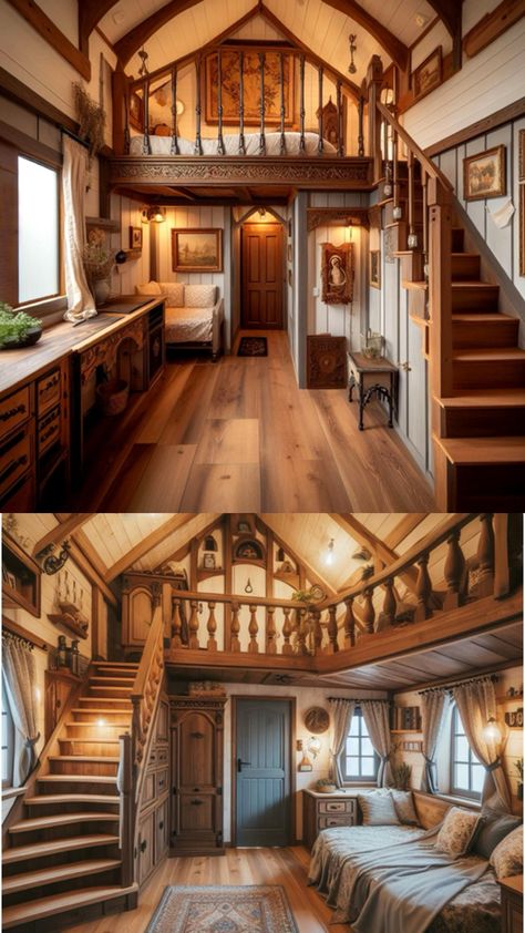 Detailed tiny house Gothic Tiny House, Cabins Interiors, Tiny Cabins Interiors, Fairytale Style, Tiny House Kits, Off Grid Tiny House, Cottage Tiny House, Small Tiny House, Tiny House Nation