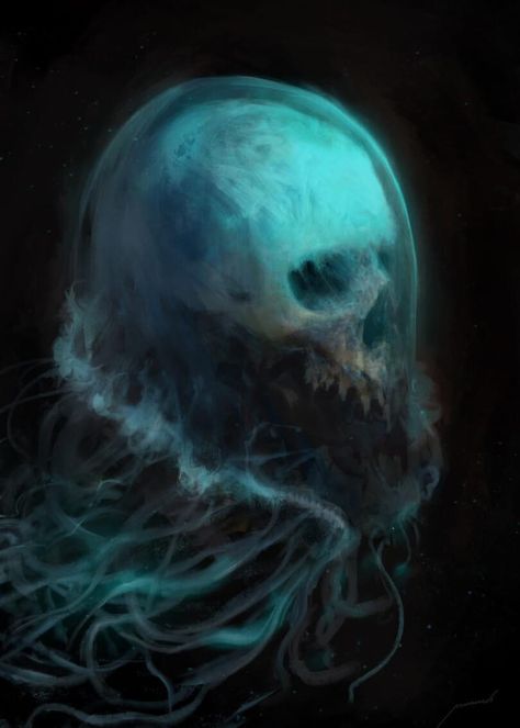 Sea Monster Art, Sea Creatures Art, Deep Sea Creatures, Cosmic Horror, Monster Concept Art, Fantasy Monster, Wow Art, A Skull, Creature Concept Art