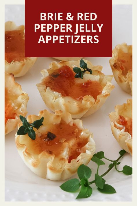 Pepper Jelly Recipe Appetizers, Red Pepper Jelly Recipe Appetizers, Bacon Pepper Jelly, Bacon Brie Bites, Jelly Appetizers, Red Pepper Jelly Appetizer, Bacon Brie, Phyllo Dough Recipes, Holiday Salad