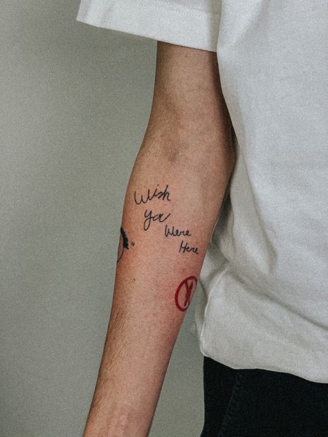 tattoo “wish you were here” travis scott tour. PIC by @carleidsu Travis Scott Tattoo, Scott Tattoo, Travis Scott Tour, Scott Travis, Drake Tattoos, Here Tattoo, Tattoo Words, Jack Tattoo, Birthday Tattoo