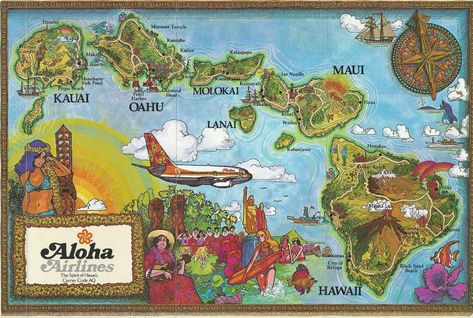 1983 Aloha Airlines Route Map : Aloha Airlines : Free Download, Borrow, and Streaming : Internet Archive Vintage Travel Decor, Art Deco Travel Posters, Hawaii Honolulu, Poipu Beach, Vintage Airlines, Route Map, Historical Characters, Hawaiian Islands, Historical Maps