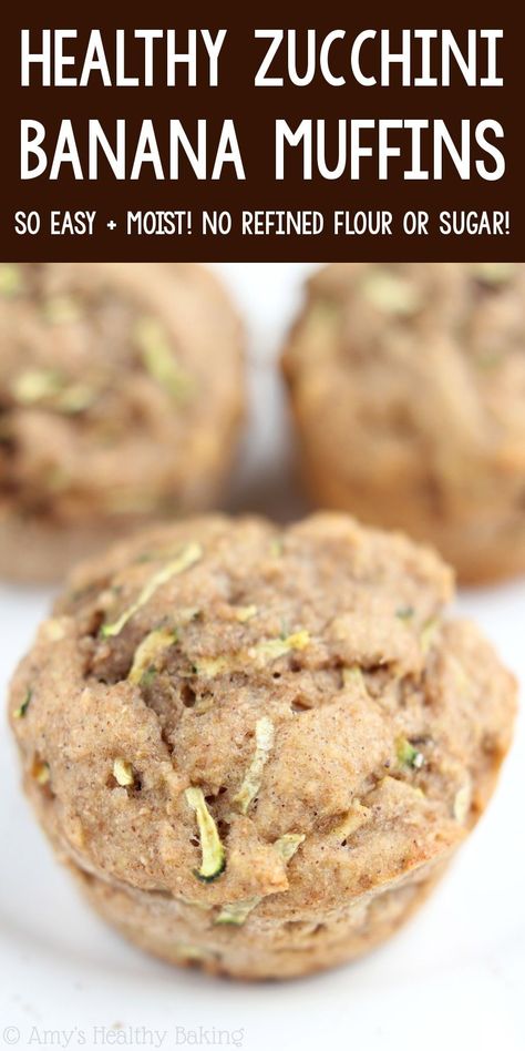 Healthy Zucchini Banana Muffins - an easy & clean eating breakfast muffins recipe! SO moist & good! ♡ easy zucchini banana muffins recipe for kids. best whole wheat zucchini muffins. moist low calorie zucchini muffins. Low Calorie Clean Eating, Zucchini Banana Muffins, Healthy Zucchini Muffins, Zucchini Muffins Healthy, Banana Zucchini Muffins, Banana Zucchini, Banana Muffins Recipe, Banana Muffins Easy, Zucchini Banana