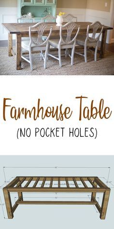 Diy Farmhouse Table Plans, Build A Farmhouse Table, Farmhouse Table Plans, Diy Dining Room Table, Pocket Holes, Diy Kitchen Table, Farmhouse Dining Room Table, Diy Dining Room, Farmhouse Kitchen Tables