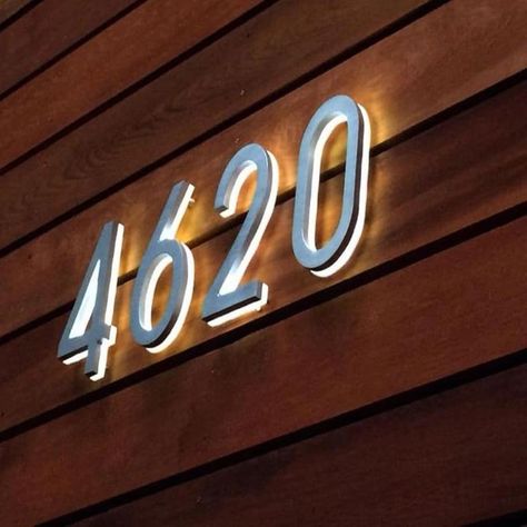 House Number Ideas Outdoor, Illuminated House Numbers, Led House Numbers, House Numbers Diy, Number Ideas, Led House, Waterproof Led Lights, Diy Garage Door, Modern House Number