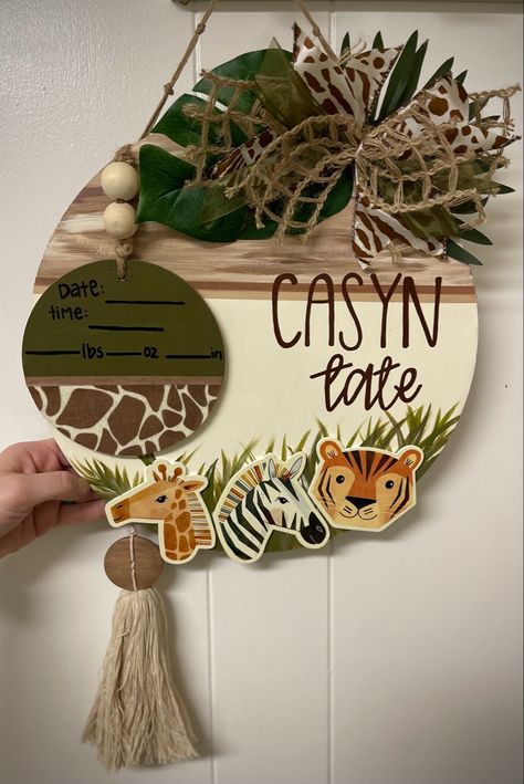 Safari Hospital Door Hanger, Safari Door Hanger, Safari Baby Wreath, Hospital Door Hanger Boy, Safari Baby Boy, Hospital Door Signs, Hospital Door Hangers, Hospital Door, Baby Door Hangers