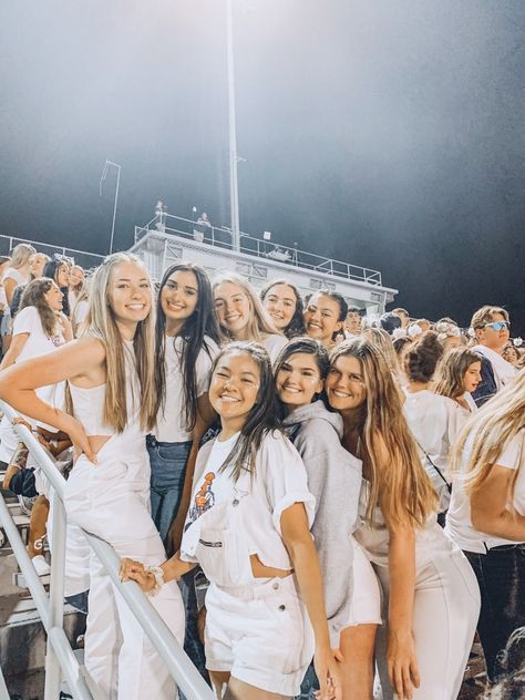 white out football game outfits White Out Football Game, Football Game Outfits, Football Game Outfit Highschool, College Football Game Outfit, Hs Football, School Spirit Week, Homecoming Spirit Week, Friday Night Football, Bacon And Asparagus