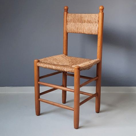 Listed on VNTG.com: Wooden Chair with Rush Seat & Back, 1960s | #vntg #vintage Italian Dining Chairs, Lone Fox, Brass Chair, Italian Dining, Wooden Dining Chairs, 4 Dining Chairs, Steel Chair, Wood Dining Chairs, Rattan Chair