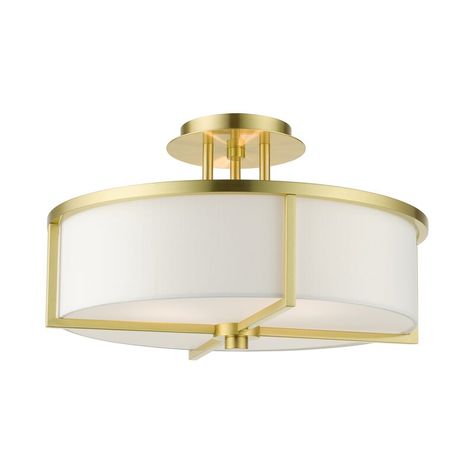 Brayden Studio® Rainer 3-Light 16" Semi Flush Mount & Reviews | Wayfair Semi Flush Lighting, Cfl Bulbs, Semi Flush Ceiling Lights, Livex Lighting, Flush Ceiling Lights, Semi Flush Mount, Flush Mount Lighting, Satin Brass, Flush Mount Ceiling