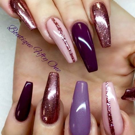 French Purple, Rose Gold Nails Glitter, Purple Ombre Nails, Glitter Nails Acrylic, Nails Purple, Gold Glitter Nails, Pink Ombre Nails, White Glitter Nails, Purple Nail Polish