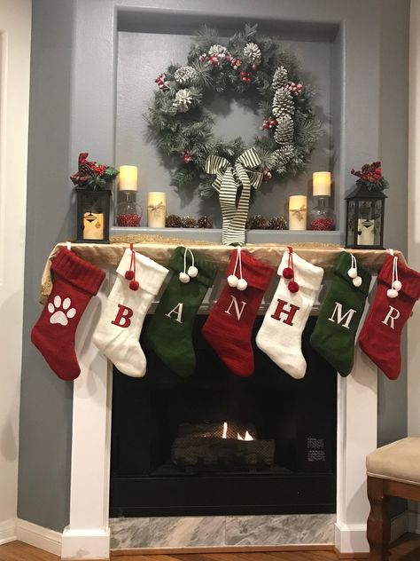 Christmas decorations for the fire place. Personalized stockings. Big Girl Bedrooms, Girl Bedrooms, Personalized Stockings, Christmas Socks, Big Girl, Deck The Halls, The Fire, Girls Bedroom, Decor Diy