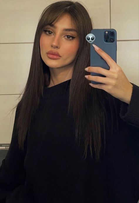 Bangs, A Woman, Mirror, Hair