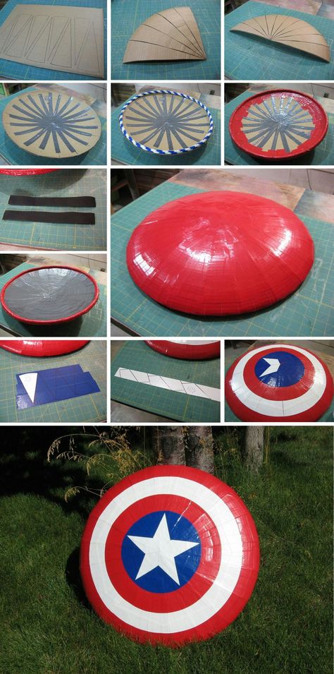 Marvel Diy, Super Hero Shirts, Captain America Costume, Captain America Shield, Comic Con Cosplay, Cosplay Tutorial, Marvel Cosplay, Cosplay Diy, Fantasias Halloween