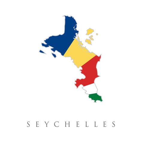 Seychelles National Map with flag illustration. Vector illustration with national flag and map of Republic of Seychelles. Volume shadow on the map Seychelles Map, Country Icons, Seychelles Flag, Country Flags Icons, Flag Illustration, Drawn Map, Flag Icon, Country Names, Journal Book