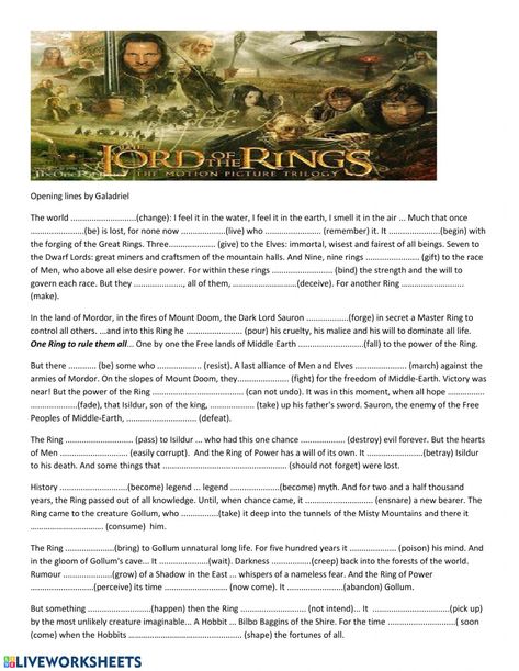 Lord Of The Rings Homeschool, Lord Of The Rings Activities, Passive Voice, Active Voice, Opening Scene, Homeschool Worksheets, English As A Second Language (esl), English As A Second Language, Interactive Activities