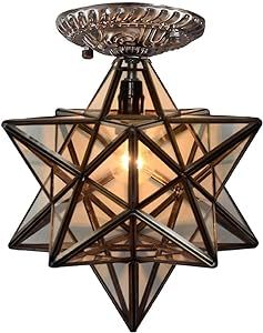 Moravian Star Light, Moravian Star, Decorating Room, Fixture Table, Pendant Fixture, Seeded Glass, Tiffany Style, Semi Flush Mount, Ceiling Pendant