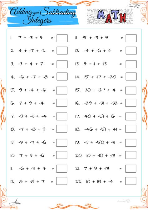 6 multiplication worksheets Multiplication Of Integers, Math Multiplication Worksheets, Math Integers, 6th Grade Worksheets, Integers Worksheet, Grade 6 Math, Addition And Subtraction Worksheets, Learning Mathematics, Negative Numbers