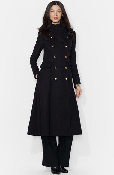 Lauren Ralph Lauren Wool Blend Military Maxi Coat      <>   @kimludcom Long Peacoat Women, Fit And Flare Coat, Winter Maxi, Pea Coats Women, Ralph Lauren Vintage, Military Coat, Maxi Coat, Wool Blend Coat, Vintage Coat