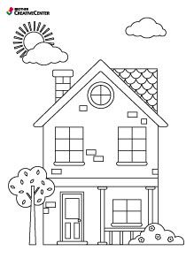 Free Printable Coloring Page Templates| Creative Center Dream House Drawing, House Drawing For Kids, Red Background Images, Abc Coloring Pages, House Colouring Pages, Diy Calendar, Beautiful Art Paintings, Printable Pictures, Alphabet Coloring Pages