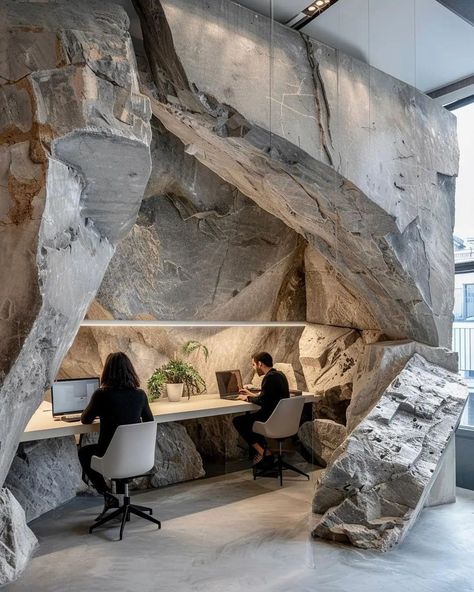 Wall Office, Design Factory, Architecture Life, Stone Interior, Archi Design, Desert Homes, Rock Wall, Factory Design, Studio Setup