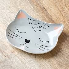 Cat Utensils, Cat Biscuits, Cat Plate, Kids Dishes, Diy Pottery Painting, Cute Cat Face, Kitten Food, Cat Food Bowl, Paper Mache Crafts