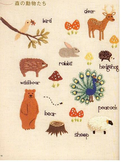 Different Animals, Miniature Embroidery, Sashiko Embroidery, Embroidery Book, Japanese Embroidery, Animal Embroidery, Embroidery Supplies, Embroidery Patterns Free, 자수 디자인