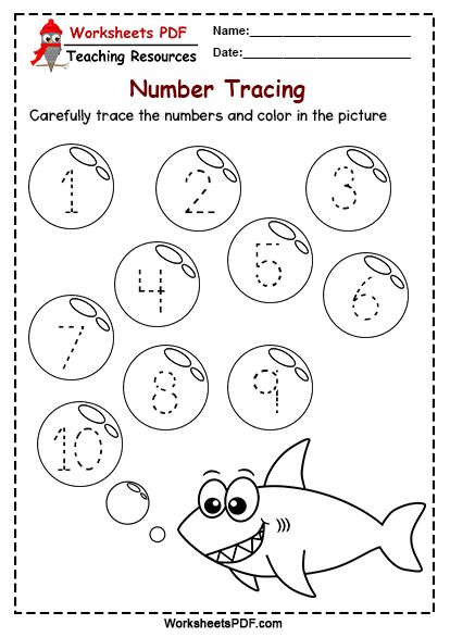 Shark Number Tracing, Carefully trace the numbers and color in the picture. This number tracing printable is designed to help your children practice and Count And Trace Number Worksheets, Shark Week Worksheets, Shark Worksheets Preschool, Numbers Activities Preschool Worksheets, Ocean Animals Preschool, Preschool Flashcards, Trace The Numbers, Kindergarten Math Lesson Plans, Tracing Pictures