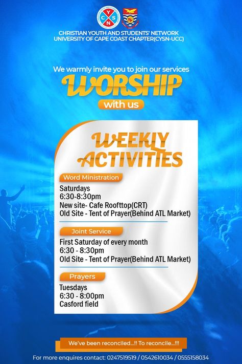 Weekly activities flyer design Weekly Activities Flyer Design, Church Activities Flyer Design, Weekly Activities, Prayer Pictures, Church Banner, Worship Backgrounds, Church Flyer Design, Church Media Design, Banner Design Inspiration